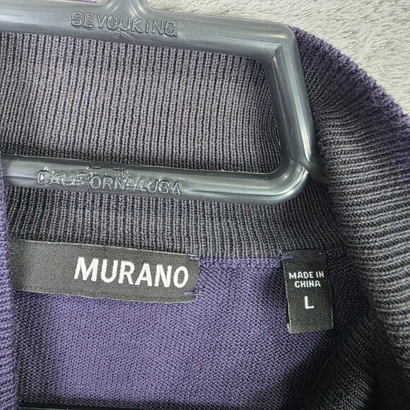 Mens Murano Purple 1/4 Zip Pullover Sweater Cotton Blend Long Sleeve Size L - Picture 2 of 6